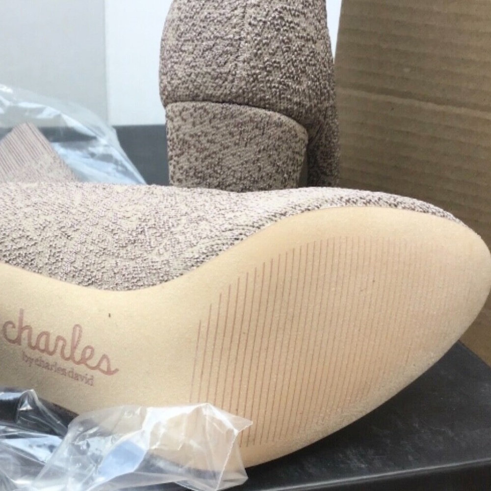 Charles David Iceland Fashion Bootie Nude Stretch Heel Pump Almond Toe Boots 9 - Picture 4 of 5